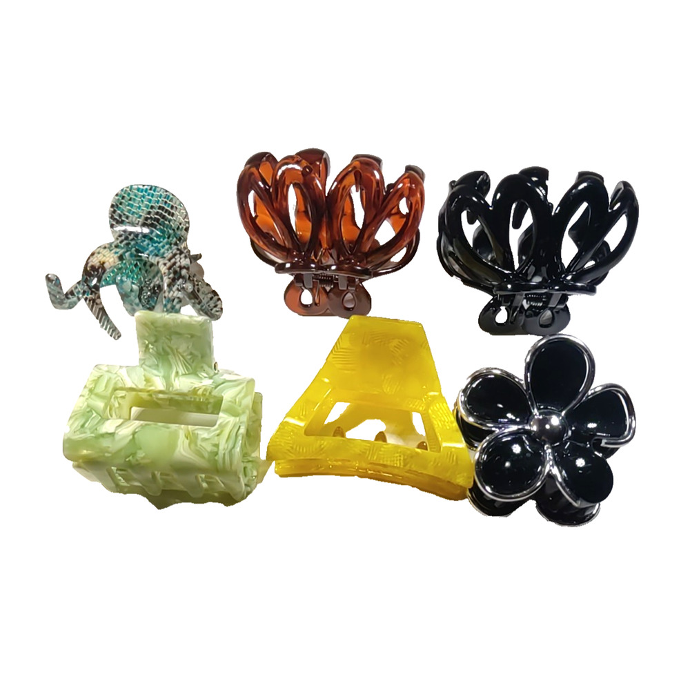 Hair Barrette Comp Clasp Pony Tail Holders Messy Buns Lot Of 6 Medium